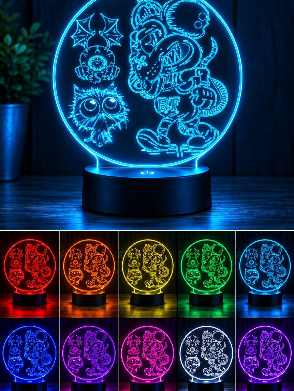 Rat Fink And His Scroungy Cat Led Lamp